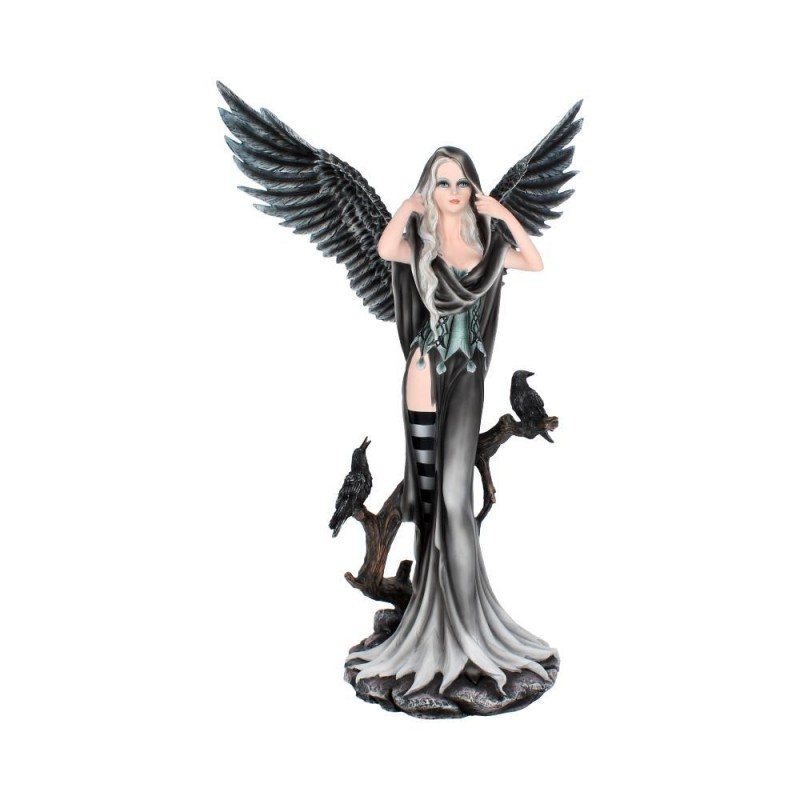 Sorrel Large Dark Angel Fairy and Raven Figurine 62.5 cm